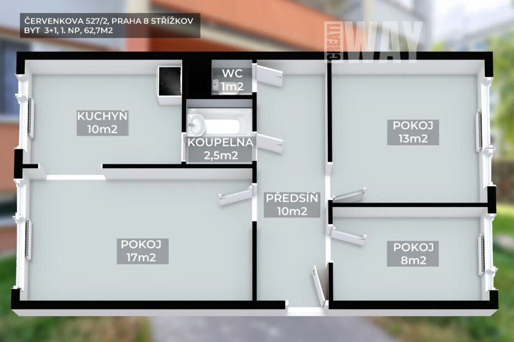 3+1 KE KOMPLETNÍ REKONSTRUKCI, PRAHA 8, STŘÍŽKOV