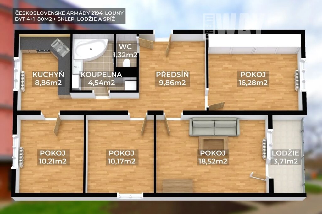 ČTYŘPOKOJOVÝ BYT V LOUNECH S VÝHLEDEM, KTERÝ JINDE NEUVIDÍTE