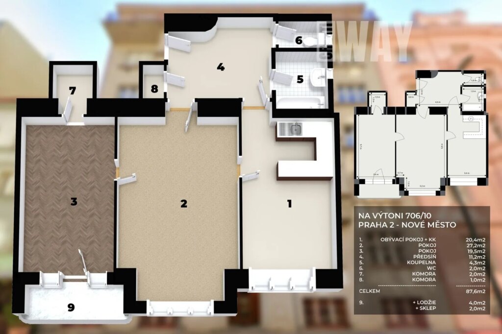 DRUŽSTEVNÍ BYT 3+KK, 88M2 S NESPLACENOU ANUITOU 3,5MIL. KČ