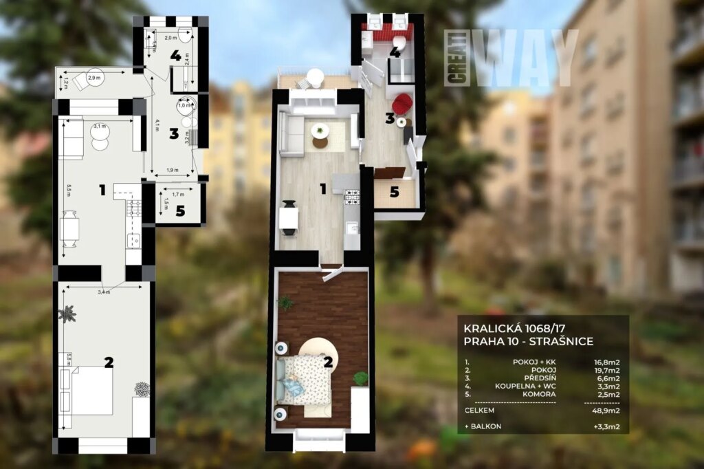 BYT 2+KK VE STRAŠNICÍCH, KRALICKÁ ULICE