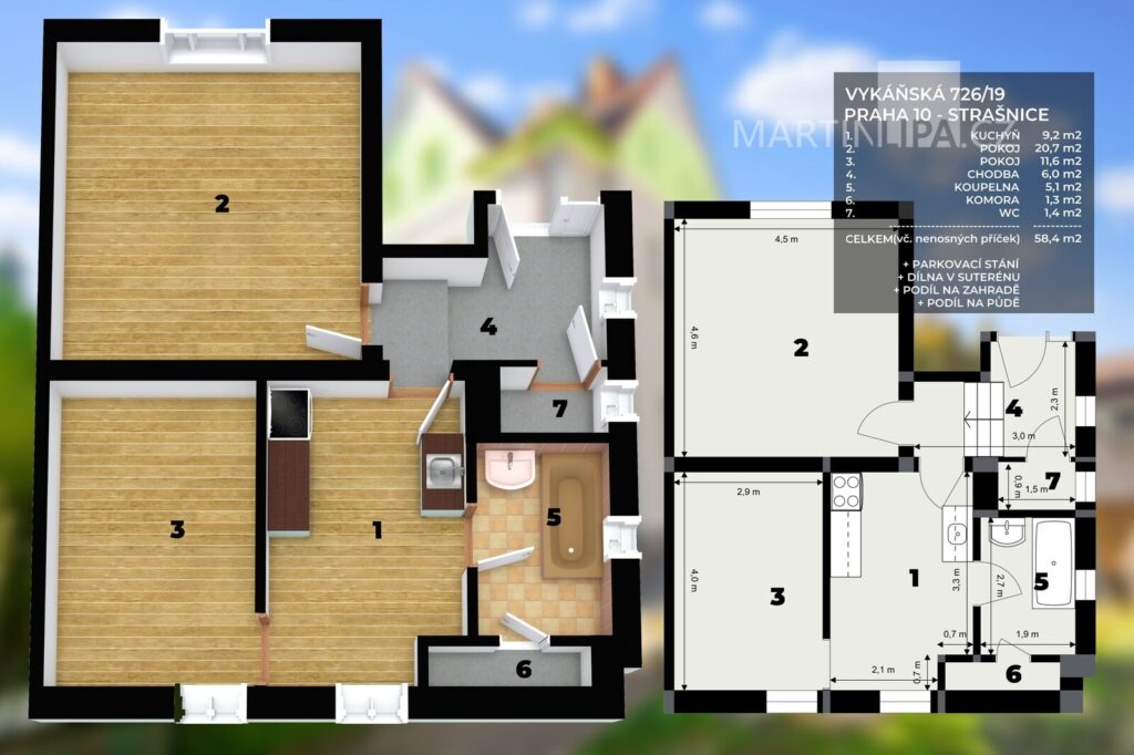 2+1 3. NP Vykáňská 19, Strašnice