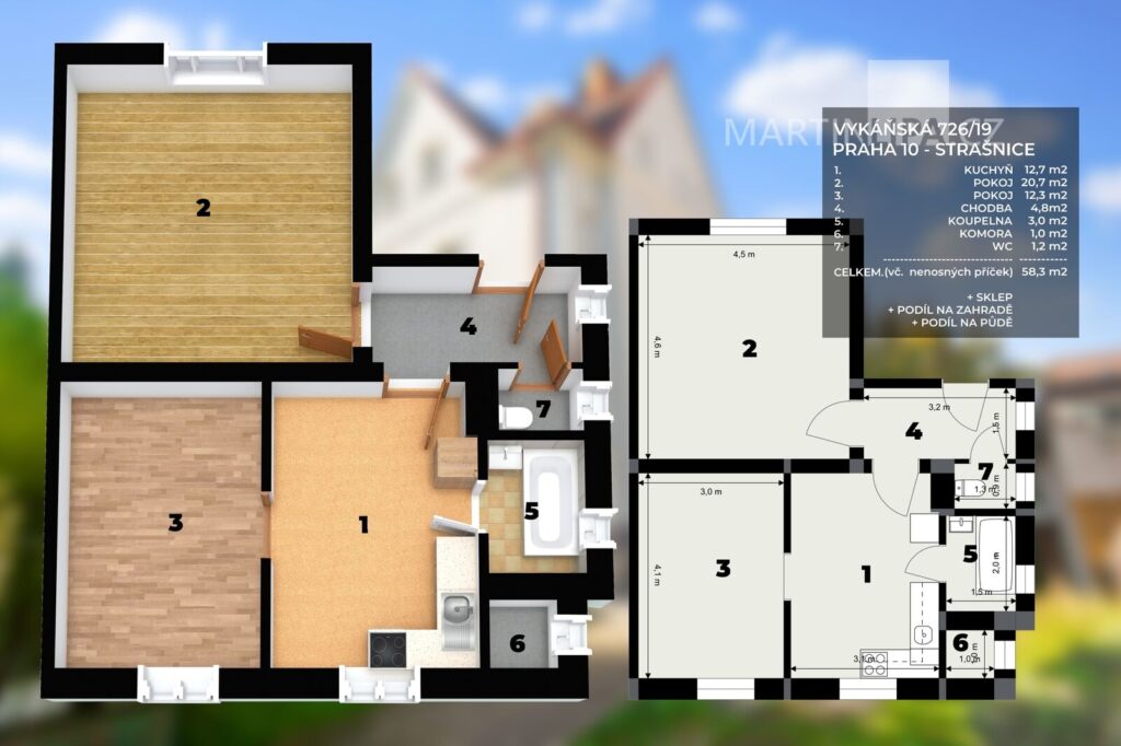 2+1 2. NP Vykáňská 19, Strašnice