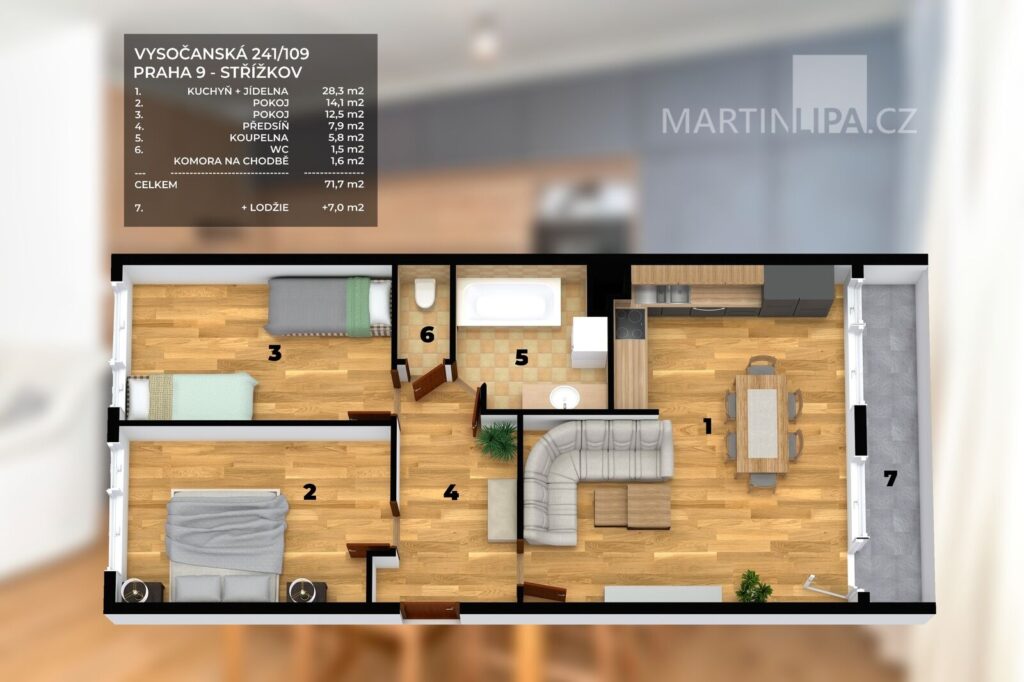 3+kk+L Vysočanská 241/109, Praha 9