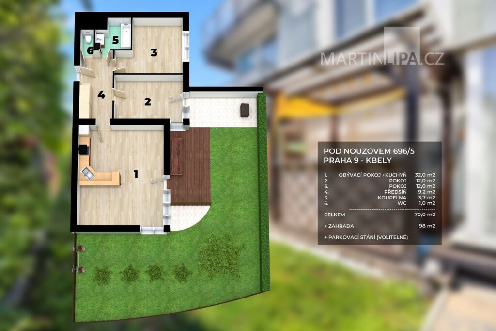 3+kk se zahradou, Pod Nouzovem 959/5, Praha 9 Kbely