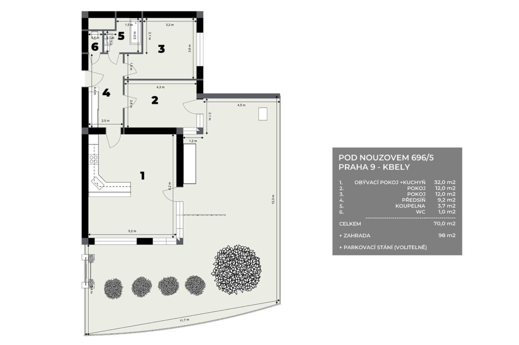 3+kk se zahradou, Pod Nouzovem 959/5, Praha 9 Kbely